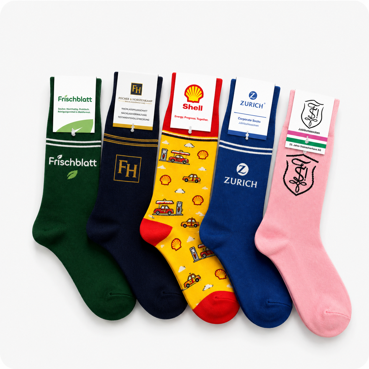 Calze personalizzate con logo aziendale di Calzificio Svizzera